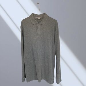 Apt. 9 Gray Long-Sleeve Polo Shirt Minimalist Knit